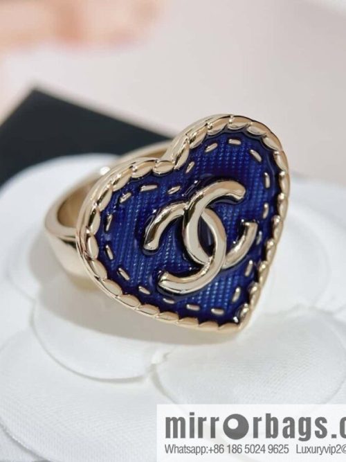 ❗️New ❗️ Chanel ring ☀️ new ☑️ Chanel double c denim peach heart love ring ☀️