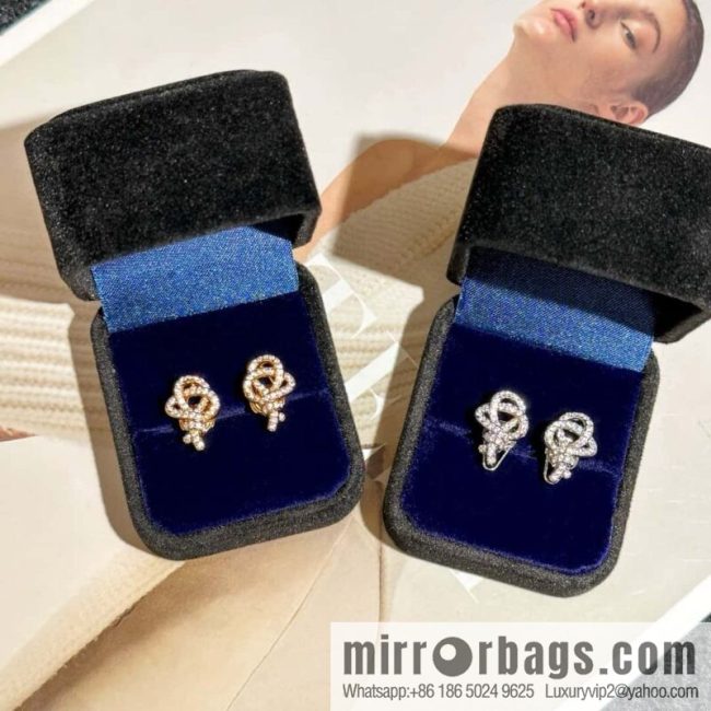 ❗️New ❗️ New ☑️ TIFFANY & Co. Woven full diamond key stud earrings