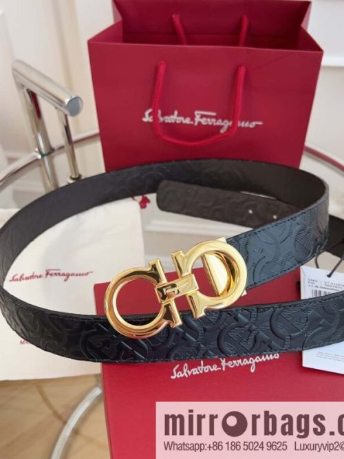Ferragamo 🅿 Original Leather Purchasing Grade 3.5cm Precision Brass Hardware Belt