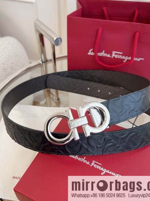 Ferragamo 🅿 Original Leather Purchasing Grade 3.5cm Precision Brass Hardware Belt
