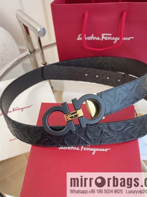 Ferragamo 🅿 Original Leather Purchasing Grade 3.5cm Precision Brass Hardware Belt