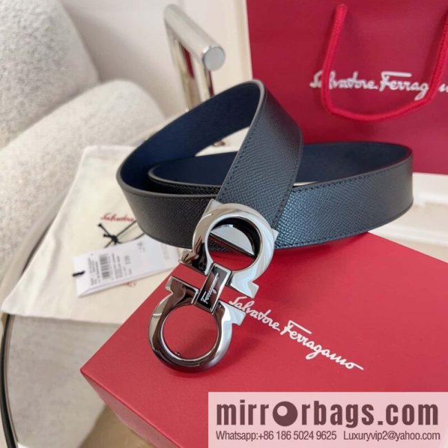 Ferragamo 🅿 Original Leather Purchasing Grade 3.5cm Precision Brass Hardware Belt