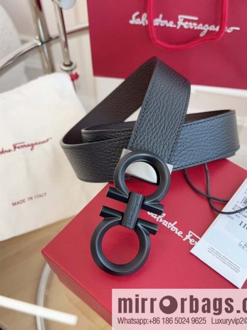 Ferragamo 🅿 Original Leather Purchasing Grade 3.5cm Precision Brass Hardware Belt