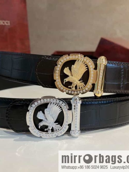 STEFANO RICCI STEFANO RICCI STEFANO RICCI Classic New Stainless Steel Eagle Head with Diamond Buckle 3.8cm Men\'s Belt