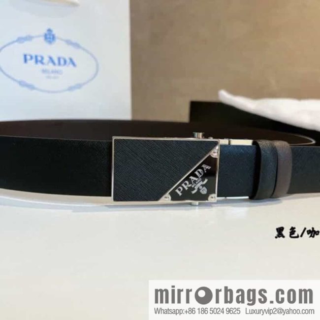 PRADA/PRADA, with pulley-style metal buckle men\'s 3.5cm belt - Image 2