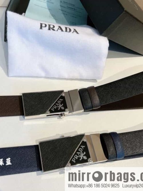 PRADA/PRADA, with pulley-style metal buckle men\'s 3.5cm belt