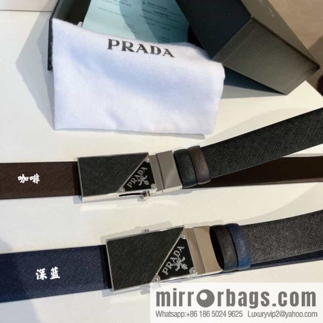 PRADA/PRADA, with pulley-style metal buckle men\'s 3.5cm belt