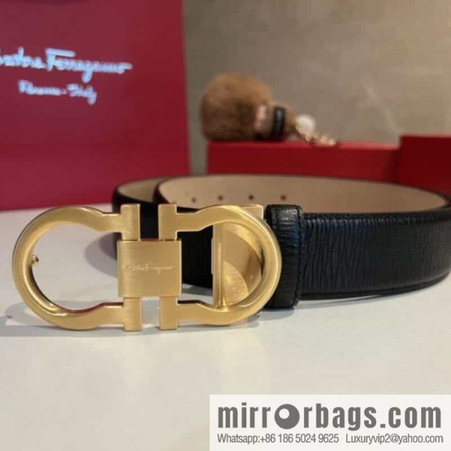 Ferragamo Ferragamo, exquisite 8-figure metal clasp, metal clasp flat brushed belt 3.5cm - Image 3