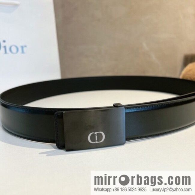 DIOR Dior, cowhide leather two-sided brushed craft plate buckle 35mm belt - Image 3