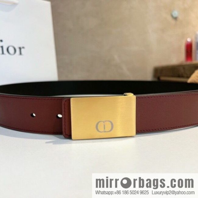 DIOR Dior, cowhide leather two-sided brushed craft plate buckle 35mm belt - Image 2
