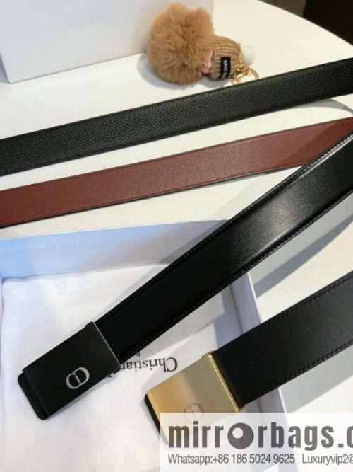 DIOR Dior, cowhide leather two-sided brushed craft plate buckle 35mm belt