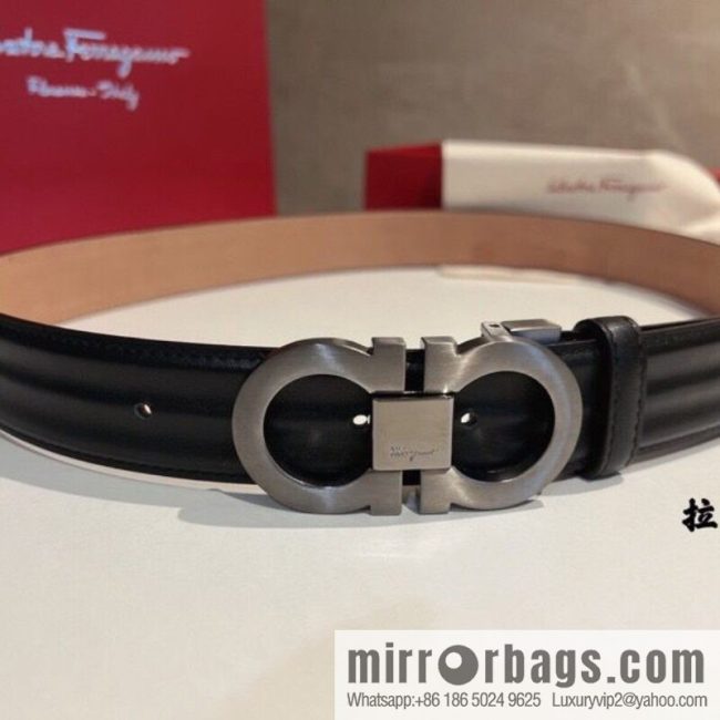 Ferragamo Ferragamo, boutique 8-character counter version, metal buckle 3.5cm belt - Image 4