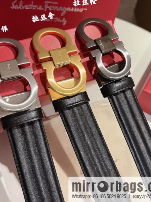 Ferragamo Ferragamo, boutique 8-character counter version, metal buckle 3.5cm belt