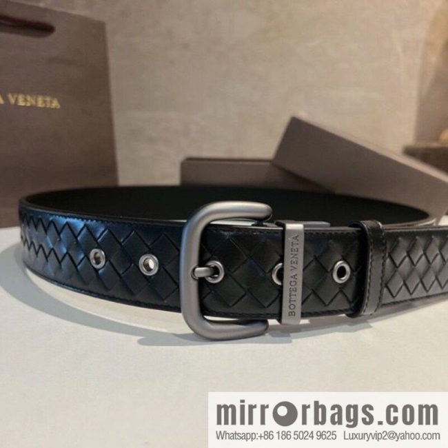 BottegaVeneta 2022 new cowhide woven men\'s 4.0cm belt - Image 2