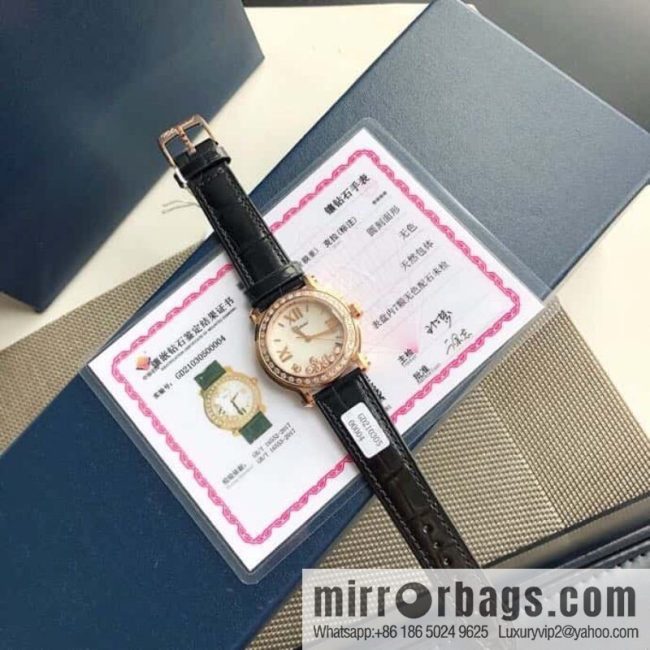 High-end hard goods Chopard HAPPY DIAMONDS happy diamond series natural pearl shell dial case inlaid with 38 VS1.8 South African natural real diamonds ETA-955.112 for original movement watch