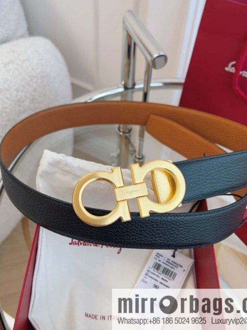 Ferragamo 🅿 Original Leather Purchasing Grade 3.5cm Precision Brass Hardware Belt