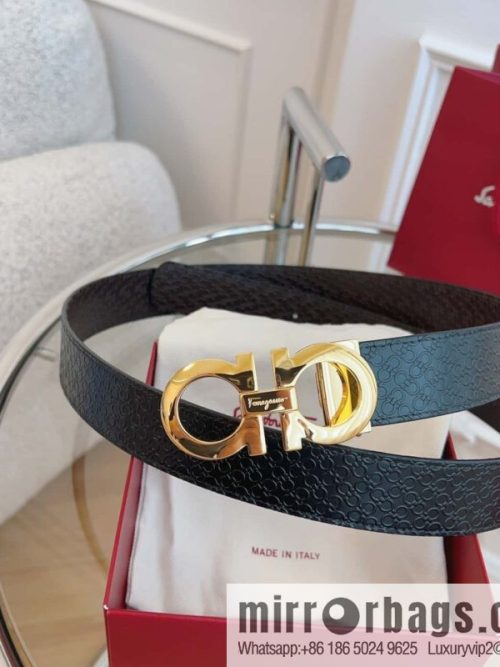 Ferragamo 🅿 Original Leather Purchasing Grade 3.5cm Precision Brass Hardware Belt