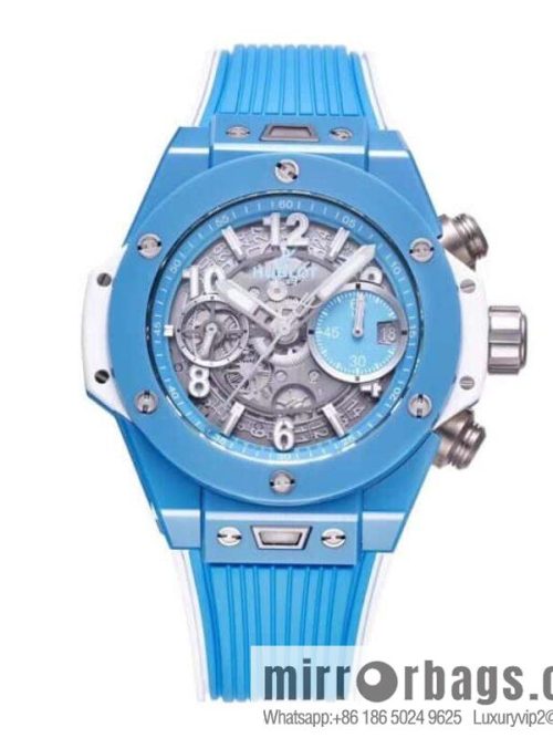 BBF\'s masterpiece, the king of ceramics HUBLOT Hublot new BIG BANG UNICO Tiffany blue custom Hublot exclusive UNICO HUB 1280 automatic flyback chronograph movement watch