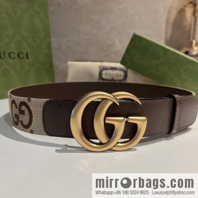 GUCCI Gucci, double G letter interwoven pattern buckle wide version belt 4cm wide - Image 4