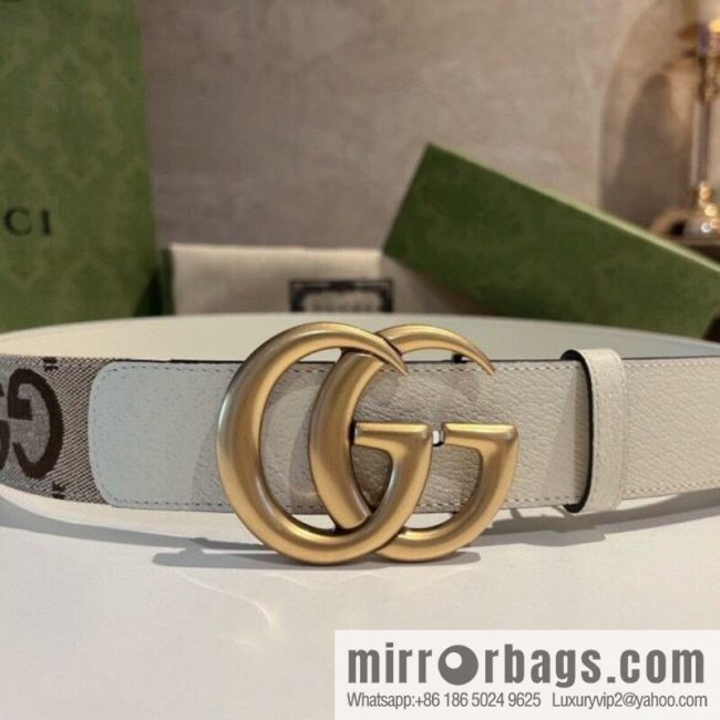 GUCCI Gucci, double G letter interwoven pattern buckle wide version belt 4cm wide - Image 3