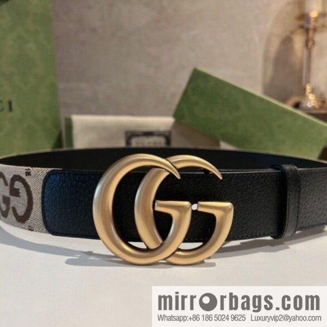 GUCCI Gucci, double G letter interwoven pattern buckle wide version belt 4cm wide - Image 2