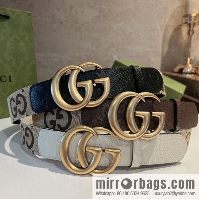 GUCCI Gucci, double G letter interwoven pattern buckle wide version belt 4cm wide