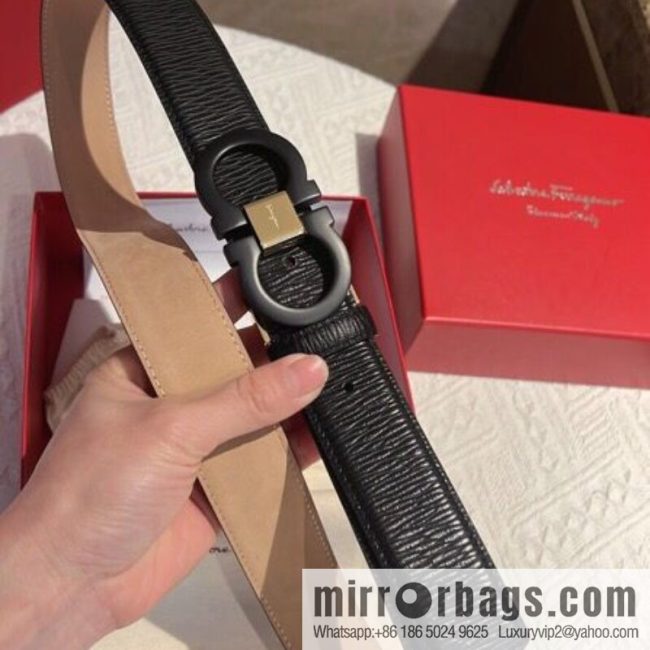 Salvatore Ferragamo, metal buckle matte men\'s belt 3,5cm - Image 3