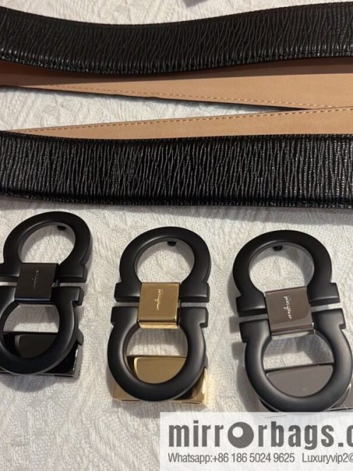 Salvatore Ferragamo, metal buckle matte men\'s belt 3,5cm