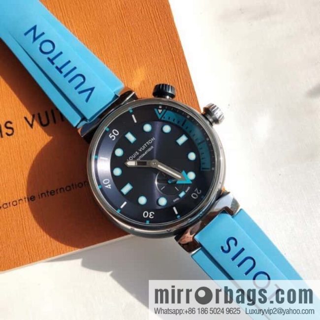 Original LV - TAMBOUR series LV mechanical watch QA172A TAMBOUR STREET DIVER stainless steel automatic watch, 44mm