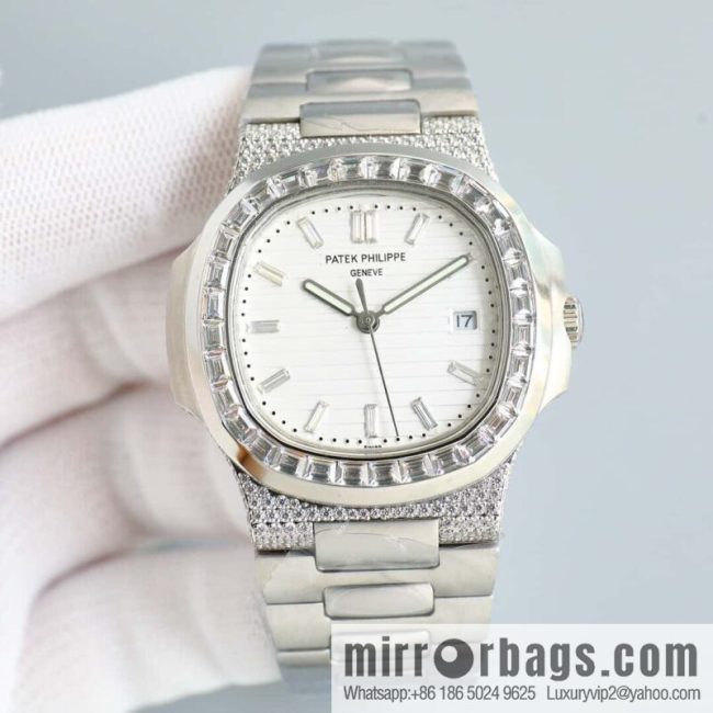T square diamond ring literal steel belt - Patek Philippe Nautilus 5711 diamond-encrusted limited edition series Cal.324 movement watch