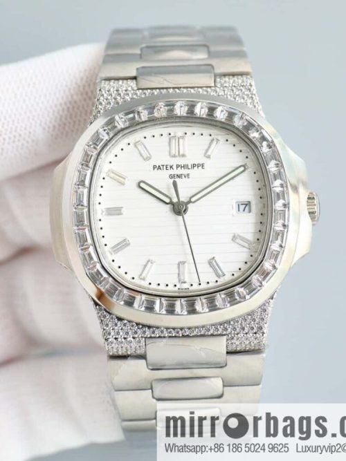T square diamond ring literal steel belt - Patek Philippe Nautilus 5711 diamond-encrusted limited edition series Cal.324 movement watch