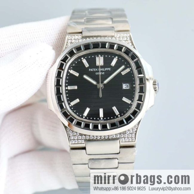 T square diamond ring literal steel belt - Patek Philippe Nautilus 5711 diamond-encrusted limited edition series Cal.324 movement watch - Image 3