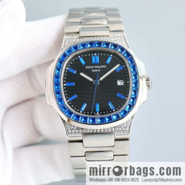 T square diamond ring literal steel belt - Patek Philippe Nautilus 5711 diamond-encrusted limited edition series Cal.324 movement watch - Image 3