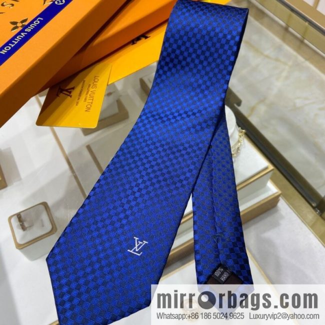 LV Louis Vuitton 100% Top Jacquard Silk L Checked Tie