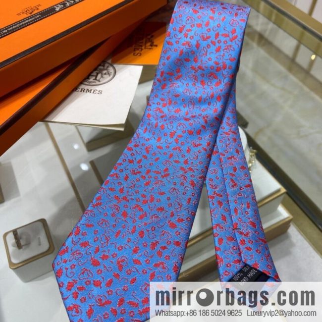 Hermes 100% Top Twill Silk Floral Tie