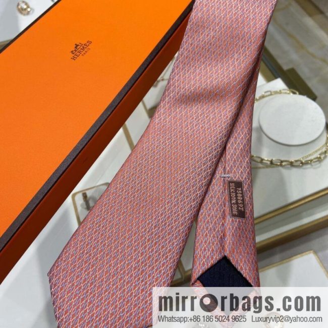 Hermes 100% Premium Twill Silk Mesh Print Tie - Image 2