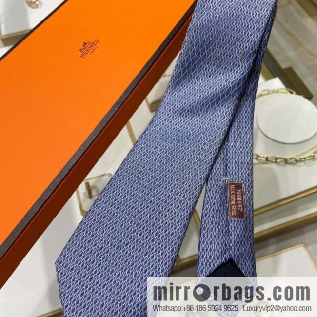 Hermes 100% Premium Twill Silk Mesh Print Tie - Image 3