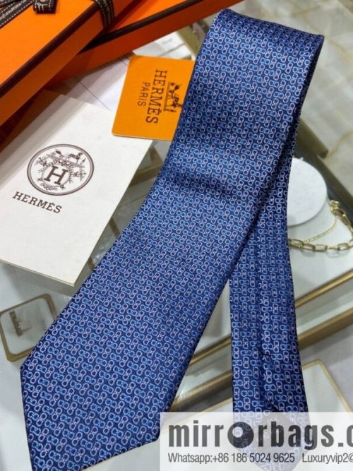 Hermes 100% Top Twill Silk H-Ribbon Tie