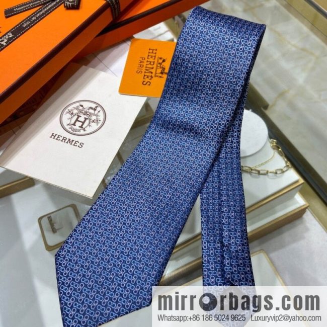 Hermes 100% Top Twill Silk H-Ribbon Tie
