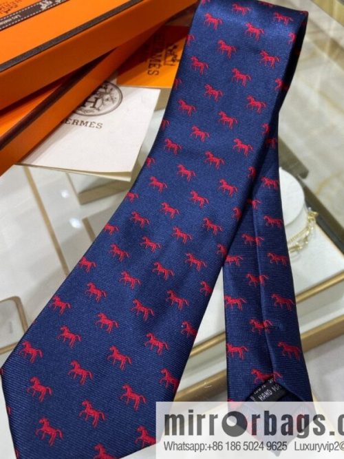 Hermes 100% Top Twill Silk H Horse Pattern Tie