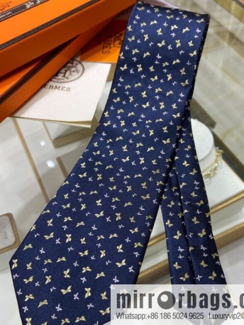 Hermes 100% Top Twill Silk H Butterfly Tie