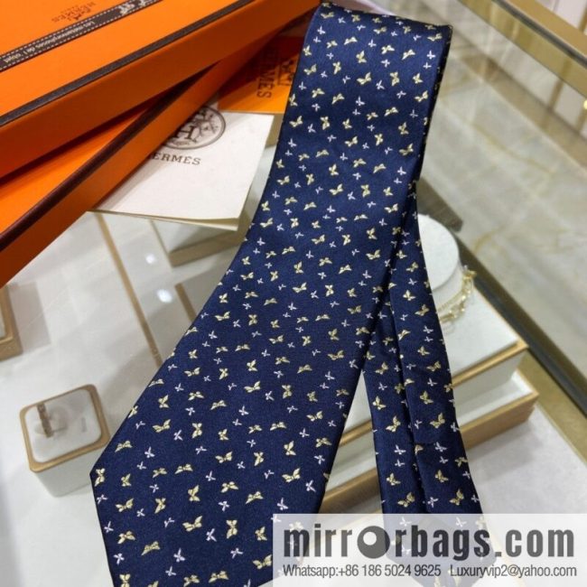 Hermes 100% Top Twill Silk H Butterfly Tie