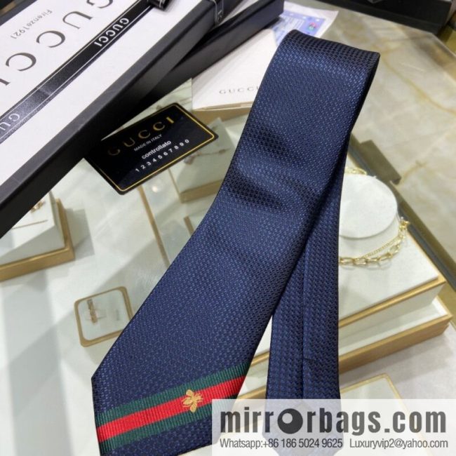 GUCCI Gucci 100% Top Jacquard Silk Bee Weaving Trim Tie 456510