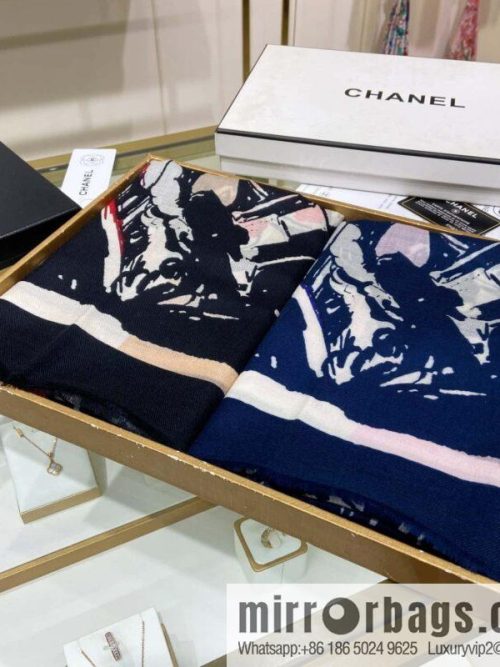 CHANEL Chanel 100% top pure cashmere small fragrance graffiti logo long towel