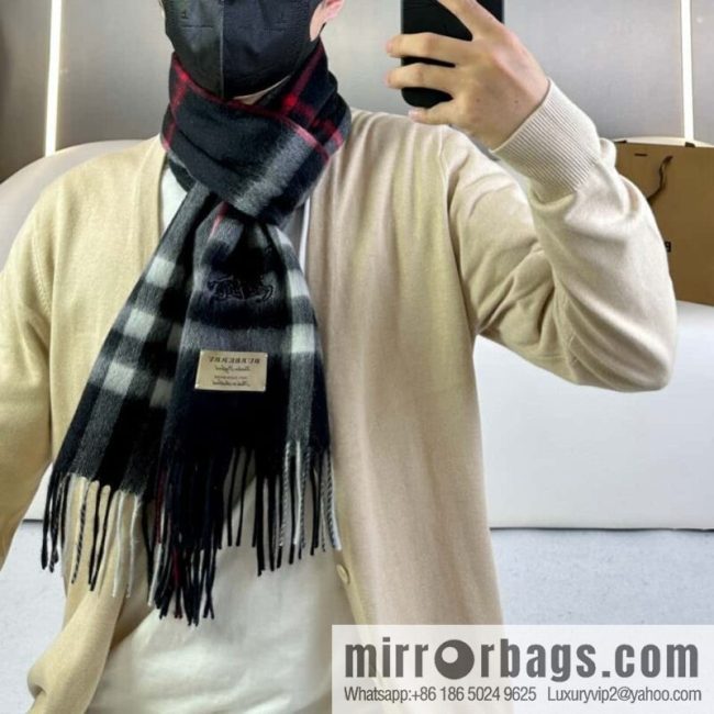 Burberry, embroidered war horse, cashmere checked scarf