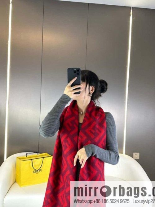 FENDI jacquard weave FF pattern, long fringed scarf