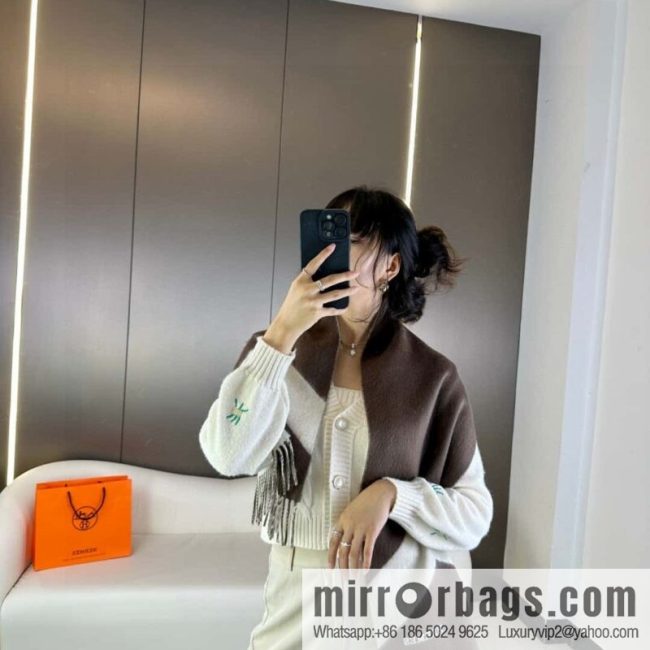 Hermès double-sided jacquard thickened fringed scarf