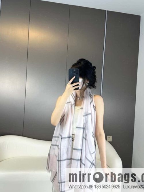 CHANEL [Letter Logo] Plaid Cashmere Scarf