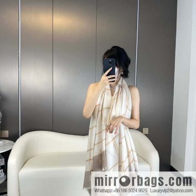 CHANEL [Letter Logo] Plaid Cashmere Scarf