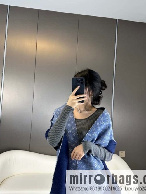 LV Nigo joint denim blue scarf